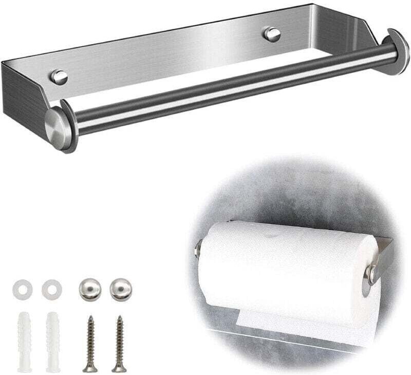 Silberner Wandhalter für Papierhandtücher – Küchenrollenhalter – Spender für Alufolie und Frischhaltefolie – Praktisches...