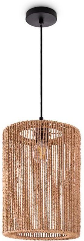 Pendelleuchte Esstisch Papier Boho Hängelampe Esszimmer Lampe E27 Rattan Pendelleuchte - Schwarz, Natur (Ø25cm) - Paco H...