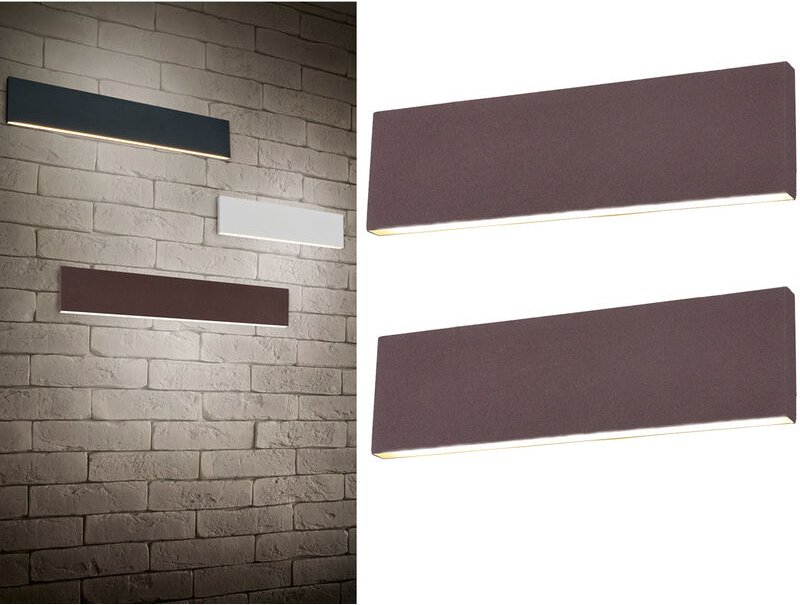2er Set Flache led Wandleuchten Up & Down Rostoptik - 3 Stufen Dimmer, b: 28cm