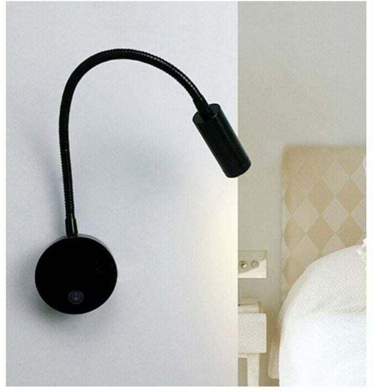 3W LED-Leseleuchte fürs Bett, flexibles Schwanen-LED-Leselicht (schwarz), Wandleuchte, LED-Leselicht mit Schalter, Warmw...