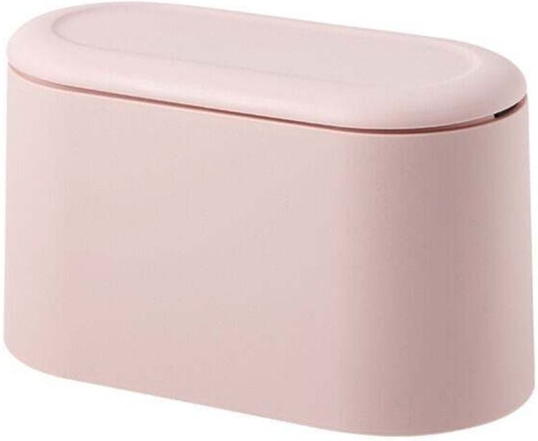 Stück (Pink) Kleiner Tisch-Mülleimer, Mini-Mülleimer aus Kunststoff für die Küche mit Deckel und Druckknopf, Mülleimer m...