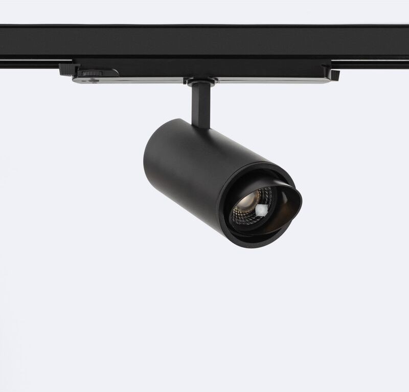 Efectoled - 3-Phasenstromschiene LED-Strahler 30W Fasano Cilindro Bisel cct Dimmbar dali Schwarz (2700K - 3200K - 4000K)...