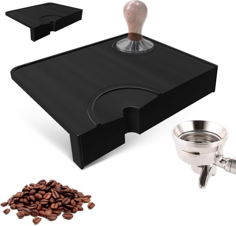 Silikon-Kaffeetampermatte mit Kantenschutz, Barista-Matte mit Kerbe, Siebträgerzubehör für die Espressozubereitung