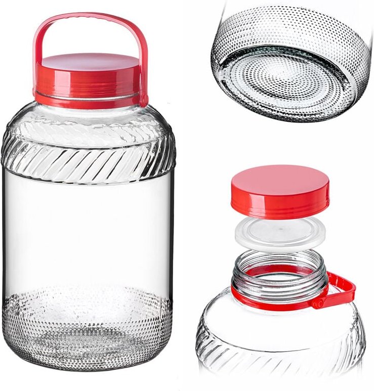 Einmachglas, Glasbehälter, 8 l, mit Deckel und Griff, zum Einlegen von Kohl, für Gurken - Kadax