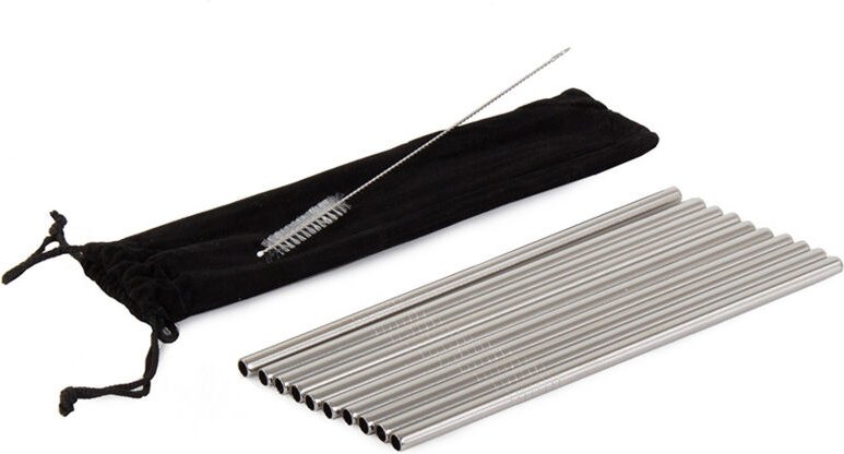 Strohhalme, wiederverwendbare Tuben, Metall, Öko, 10 Stück, Reiniger