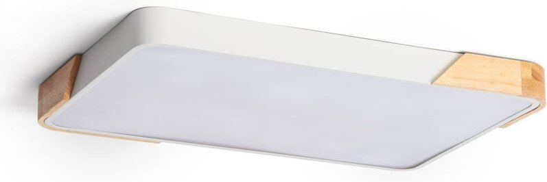 Iluzzia - LED-Deckenleuchte 30W Rechteckig Holz und Metall 625x425 mm cct Wählbar Semi-Dari Weiß