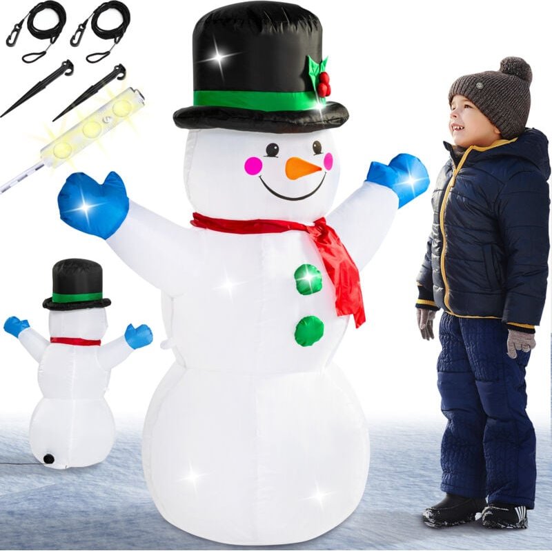 Aufblasbarer Schneemann xl 120cm led Beleuchtet Befestigungsmaterial IP44 Außen Witterungsbeständig Weihnachtsdeko Weihn...