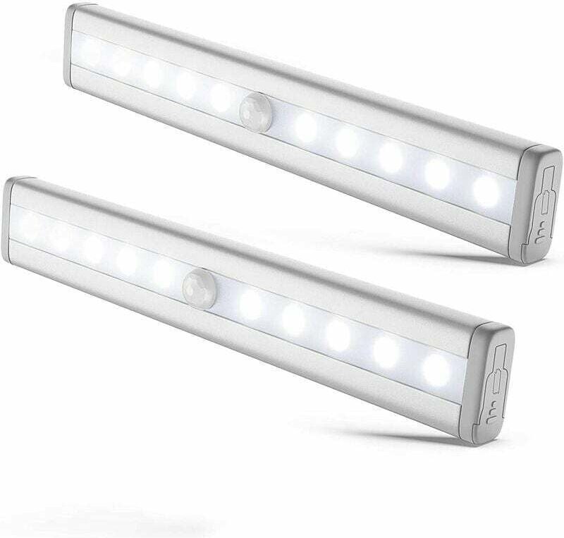 I LED-Streifen I 2er-Set LED-Nachtlichter mit Bewegungsmelder I Selbstklebend IA Batterie I Aluminium