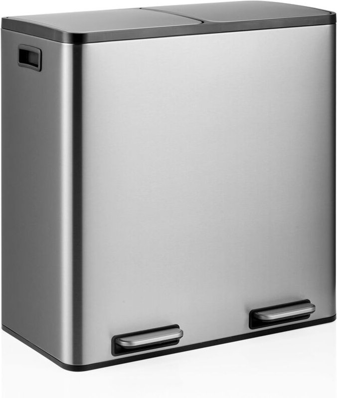 Abfallsammler / Mülltrennsystem Clean 13 S - 60L (2x30L) Edelstahl silber hjh OFFICE