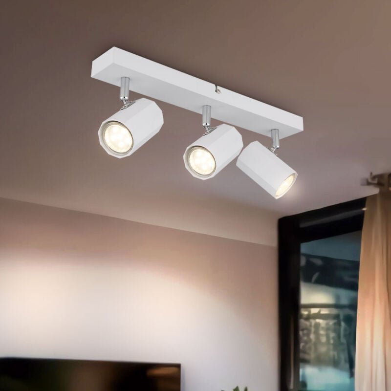 Globo Lighting - Deckenstrahler 3 Flammig GU10 Deckenlampe weiß Wohnzimmer, schwenkbar, Aluminium Metall, 3x GU10, LxBxH...