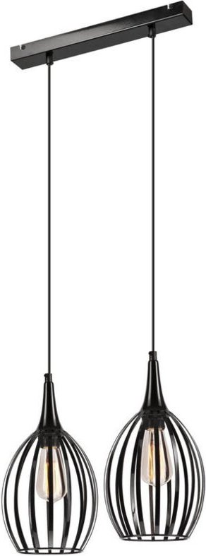 Lamkur Lighting - Lamkur Vincent Drahtgestell-Pendel-Deckenleuchte Schwarz, 2x E27