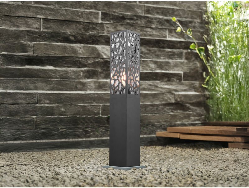 Trio Leuchten - led Sockelleuchte eckig Edelstahl in Anthrazit, Höhe 60cm, IP44