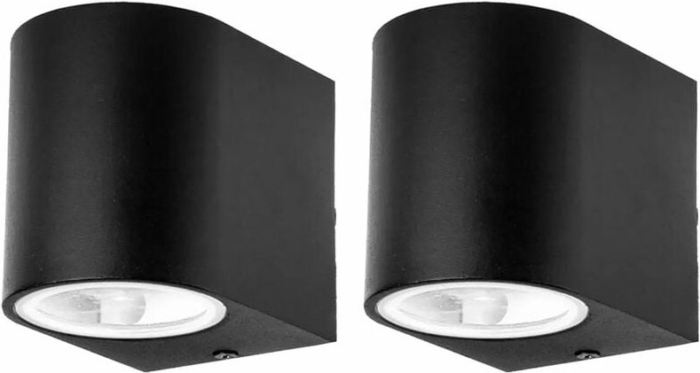 2er Set Außen Wand Leuchten schwarz Haus Tür Alu Strahler GU10 Veranda Down Lampen