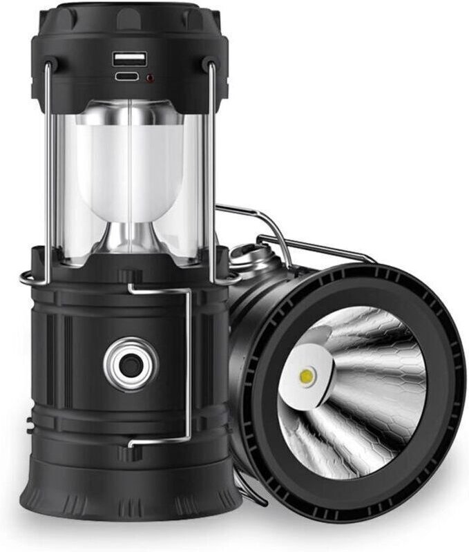 Solar-Campinglampe, wasserdichte Taschenlampe, USB-aufladbar, tragbar, für Zelt, Notfälle, Wandern