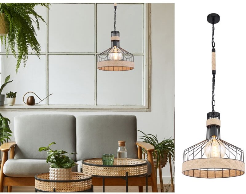 Pendelleuchte halia Seillampe mit Drahtgeflecht Lampenschirm, ø 35cm