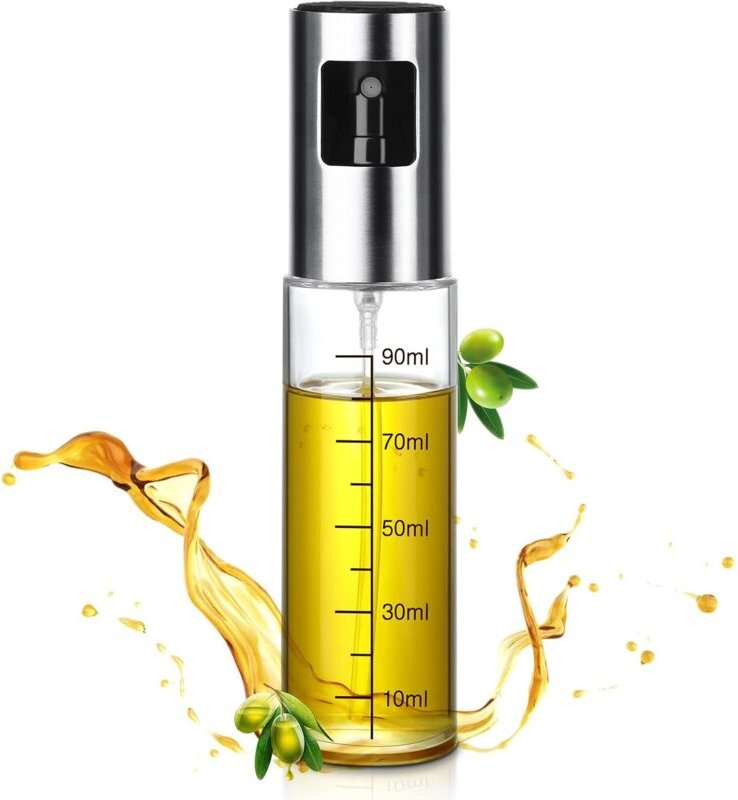Spray per olio, 100 ml, spray per olio per friggitrice ad aria, flacone spray per olio da cucina con pennello e imbuto