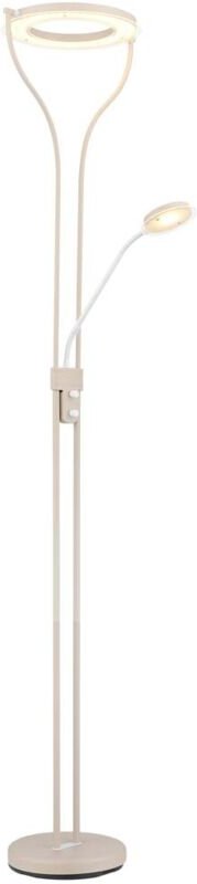 Deckenfluter Stehlampe Leseleuchte LED sandfarben matt Drehdimmer Flexo H 194 cm