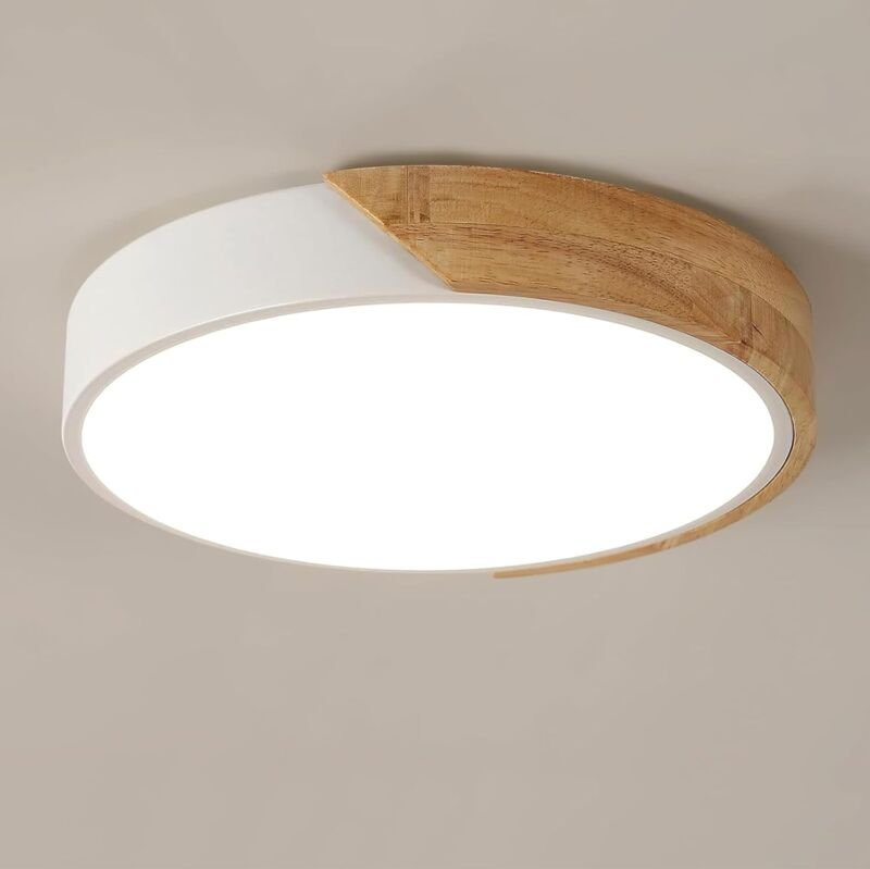 GOECO LED-Deckenleuchte aus Holz, 30 W, moderne runde Deckenleuchte, Neutralweiß 4500 K, Deckenleuchte für Schlafzimmer,...