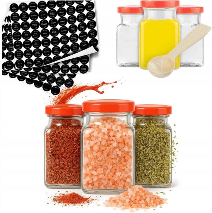 20er-Set Honig-Gewürzgläser (150 ml) + 252 Aufkleber + Deckel (53 Stück)