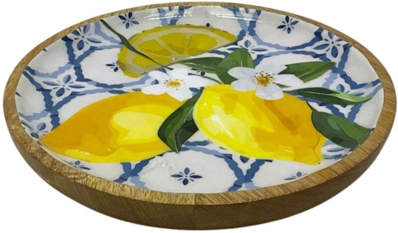 Signes Grimalt - Mittelgroßer Zitronenteller zur Küchendekoration, gelbes Holztablett, ideal zum Servieren von Obst und ...