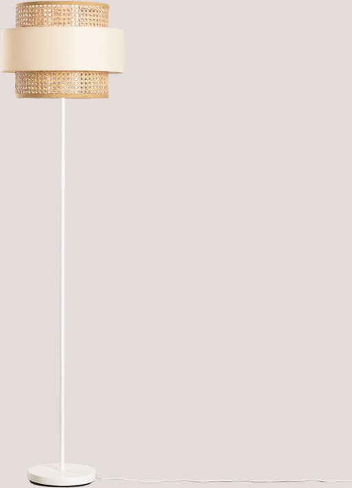 Stehlampe aus Rattan Satu Beige Leinen - Sklum