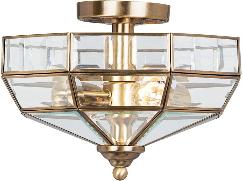 Elstead Old Park - 2 Light Semi Flush Deckenleuchte Antik Messing, E27