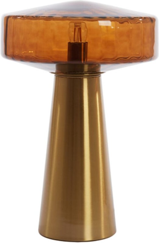 Tischlampe - Pleat - braun gold - glas - - Light&living