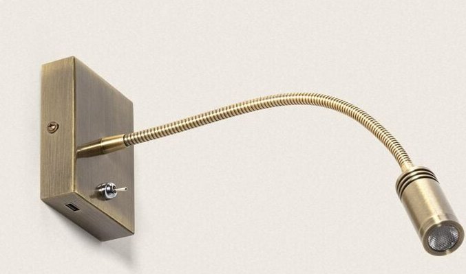 LED Wandleuchte 2,5W Metall mit USB Anschluss Apsley Gold