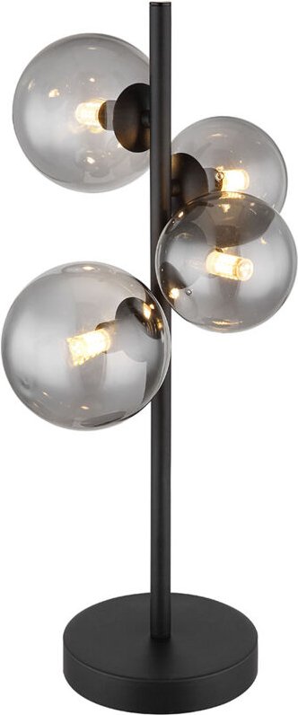 Tischlampe - Riha - schwarz - glas metall rauchglas - - Globo