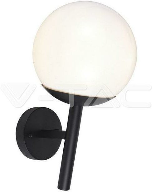Thumbnail - LED-Wandleuchte mit Opalkugel und E27-Lampenfassung, Mattschwarz, IP44 - V-tac