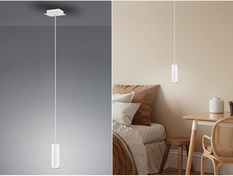 Pendelleuchte marley 1-flammig Metall in Weiß matt, ø 12cm