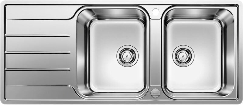 Blanco Einbauspüle 2D Lemis 8 s-if - 2x Spüle mit Abtropffläche - Waschbecken reversibel, Edelstahl gebürstet