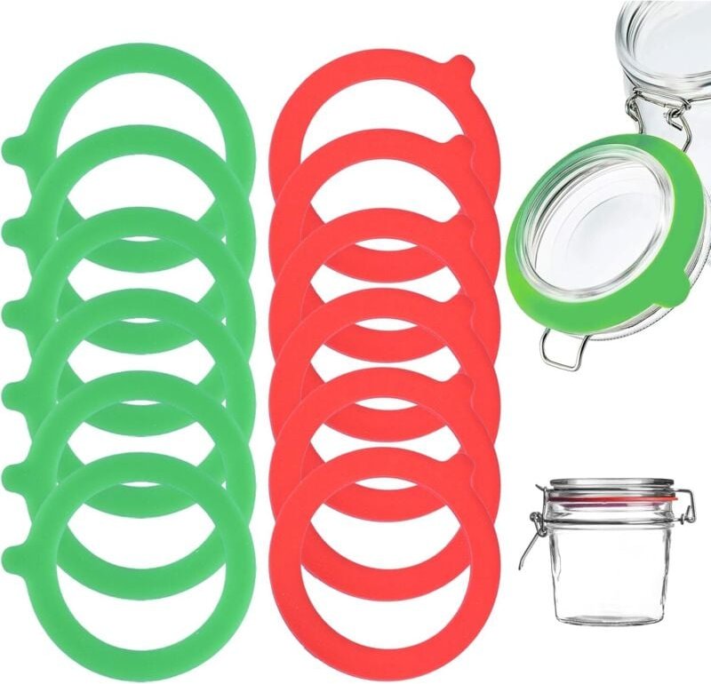 CCYKXA 12 Silikon-Dichtungsringe (70 mm Innendurchmesser, 95 mm Außendurchmesser), Dichtungen, Gummiringe, für Gläser, B...