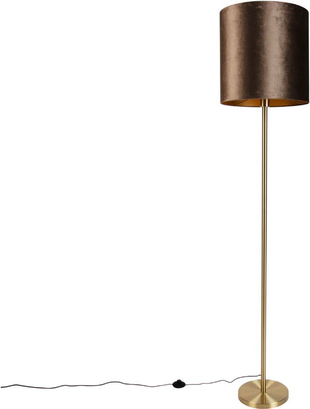 Stehleuchte Messing mit Samt-Schirm Braun 40cm - Simplo