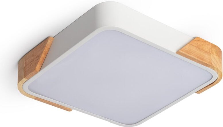 Iluzzia - LED-Deckenleuchte 18W Eckig Holz 325x325 mm cct Wählbar Semi-Dari Weiß