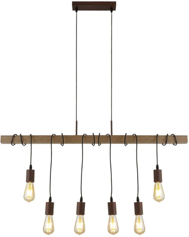 Barn - 6 Lichtleiste Anhänger Braun, Dunkles Holz, E27 - Searchlight
