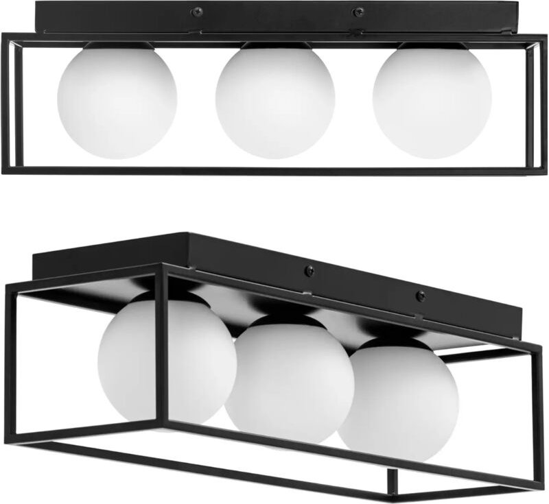 Uniprodo - Deckenleuchte 30 w 3 Glaskugeln Deckenlampe Wohnzimmer Schlafzimmer Eisenrahmen