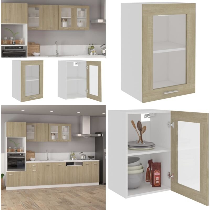 Hängeglasschrank Lyon Sonoma-Eiche 40x31x60 cm Holzwerkstoff - Küchenregal - Holzwerkstoff