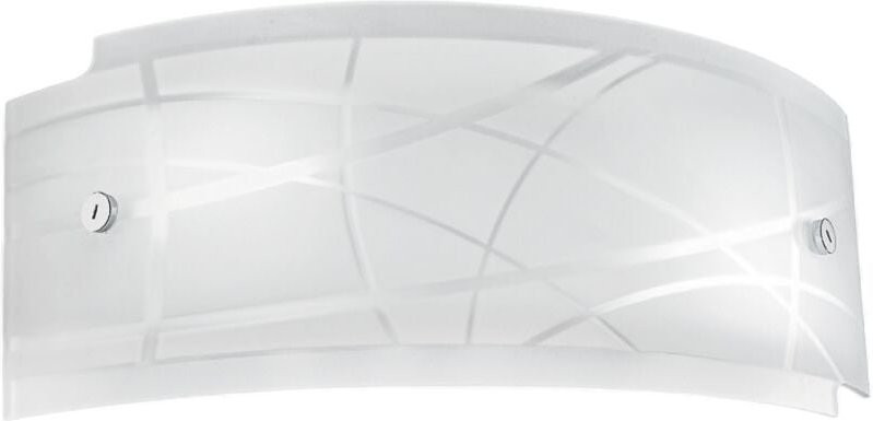 Nereide Wandleuchte 35x14cm aus weißem Siebdruck-Satinglas 2XE14, moderne Wandleuchte mit verchromtem Sockel, IP20, max....