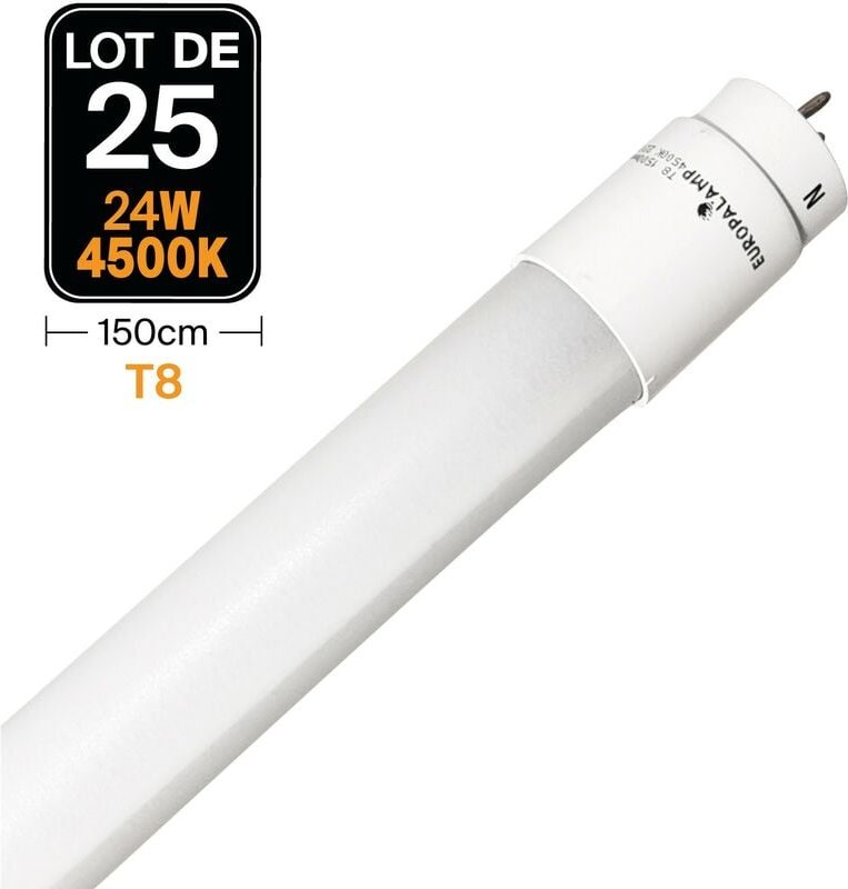 Europalamp - 25 Tubes Neon led 25W 150cm T8 Blanc Neutre 4500k Gamme Pro