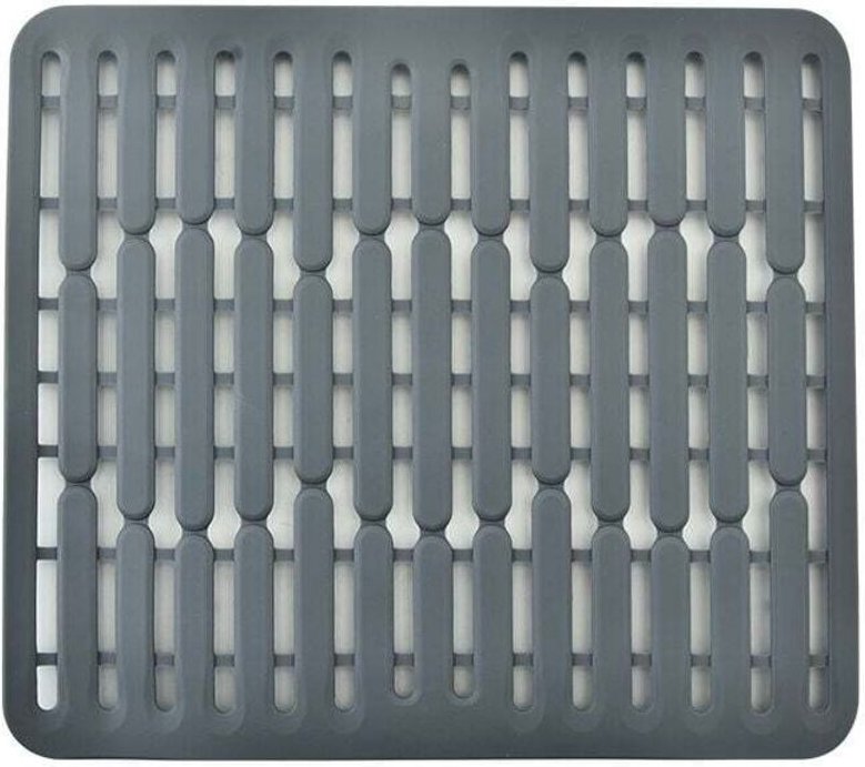 Silikon-Spülbeckenmatte oder Spülbeckenschutz – Kleine Größe 32,5 x 28,7 x 1 cm, grau