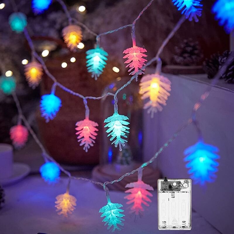 Tannenzapfen-Lichterkette, 6 m, 40 LEDs, Weihnachtsbeleuchtung für Weihnachtsbaum, IP44, wasserdicht, Mini-Innenbeleucht...