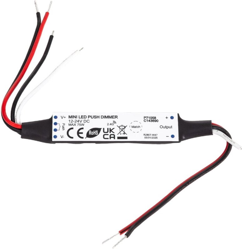 Efectoled - Controller Mini für LED-Streifen Einfarbig 12/24V dc kompatibel mit RF-Fernbedienung und Schalter Einfarbig