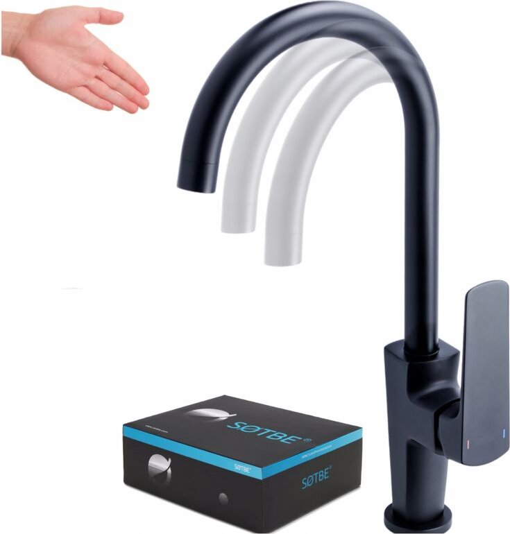 Schwarzer Küchenarmatur für die Arbeitsplatte, Schwenkauslauf, SOTBE-Spültischarmatur