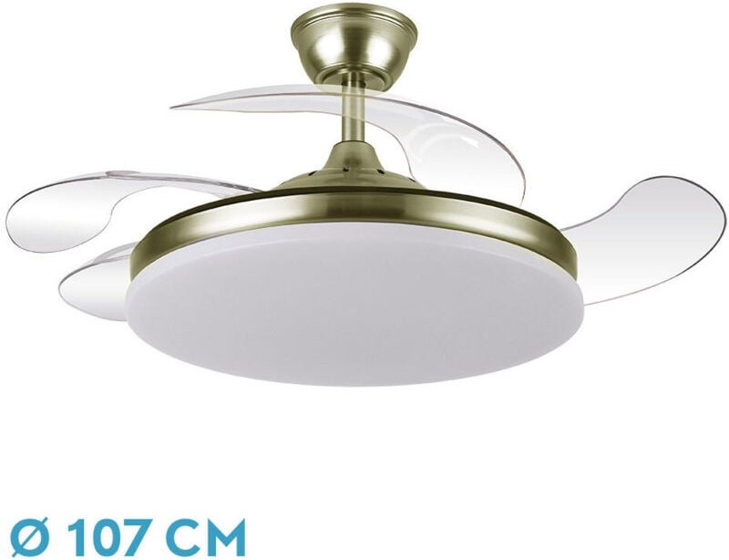 Fabrilamp - DC-Deckenventilator 'Trident', dimmbar mit Fernbedienung (59W 3CCT 6980lm), Lederfarbe