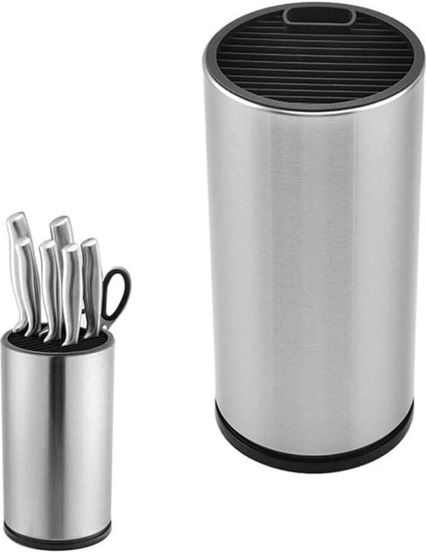 Runder Messerblock, Edelstahl Messerblock, Küchenmesserhalter, mit Scherenschlitz und Abflussloch, zur Aufbewahrung von ...