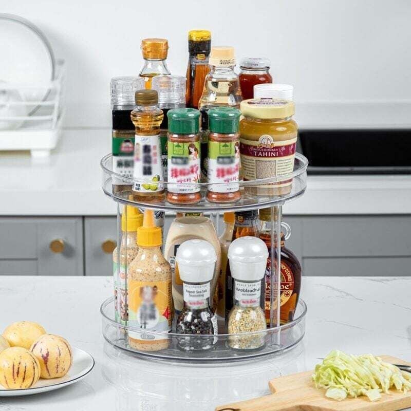 Drehbarer Gewürzständer, Lazy Susan Küchenaufbewahrungsorganizer, Schrankregal-Organizer, Gewürzregal, Kühlschrank, Schl...