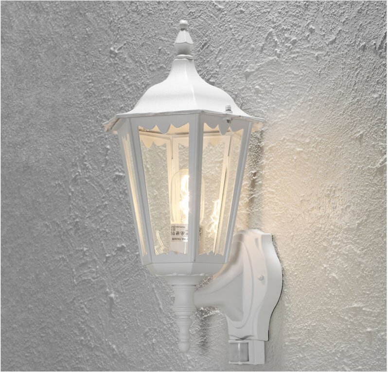Konstsmide - Außenwandleuchte mit Bewegungsmelder firenze Alu Weiß, Höhe 48 cm