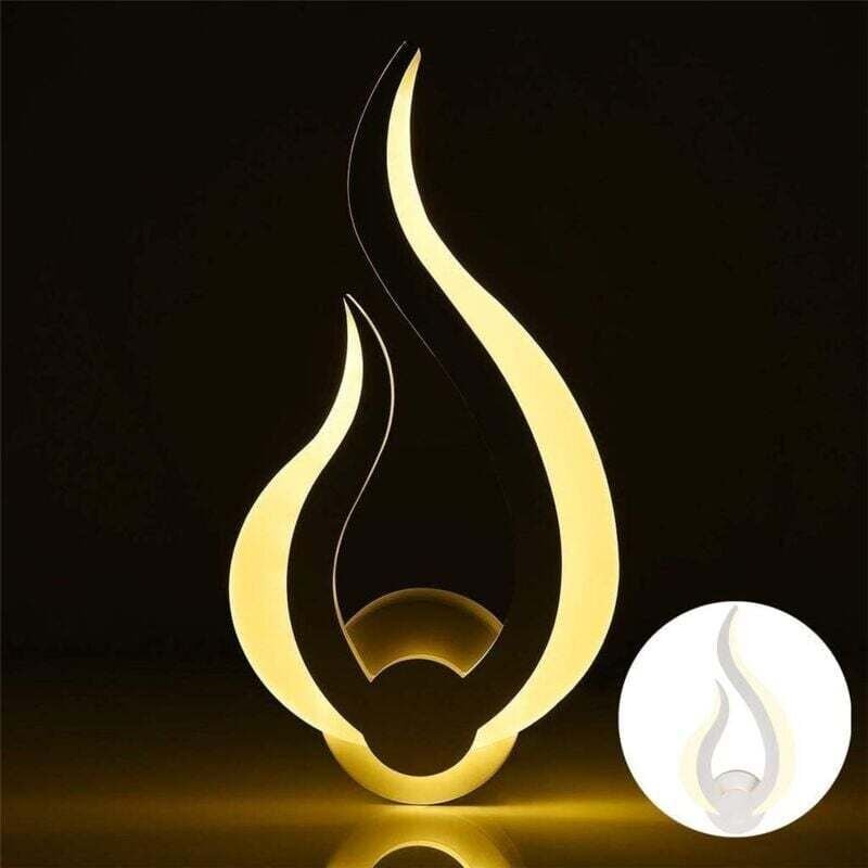 Wandleuchte für den Innenbereich, Moderne LED-Wandlampe 10 W, Warmweiß 3000 K, Höhe 31 cm, Flammenform, Acryl, Wand-Nach...
