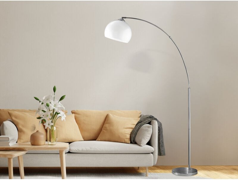 LED Bogenleuchte mit großer Ausladung, Kopf schwenkbar - 180cm hoch